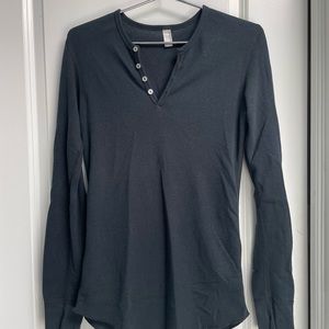 American Apparel Black Thermal Mens Henley Size Medium